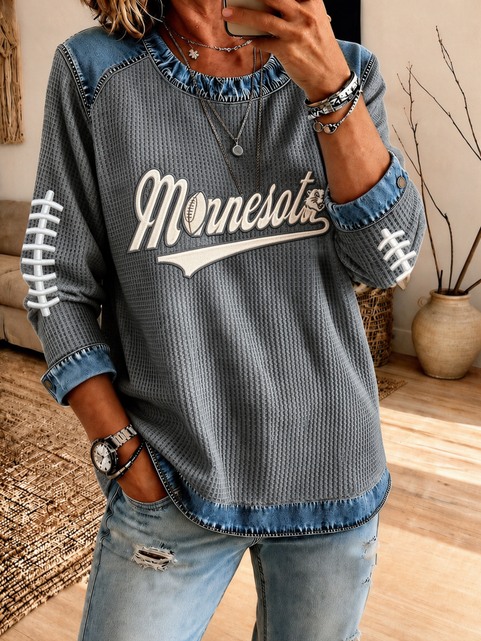 Women'S Football Printed Casual Long Sleeve Top