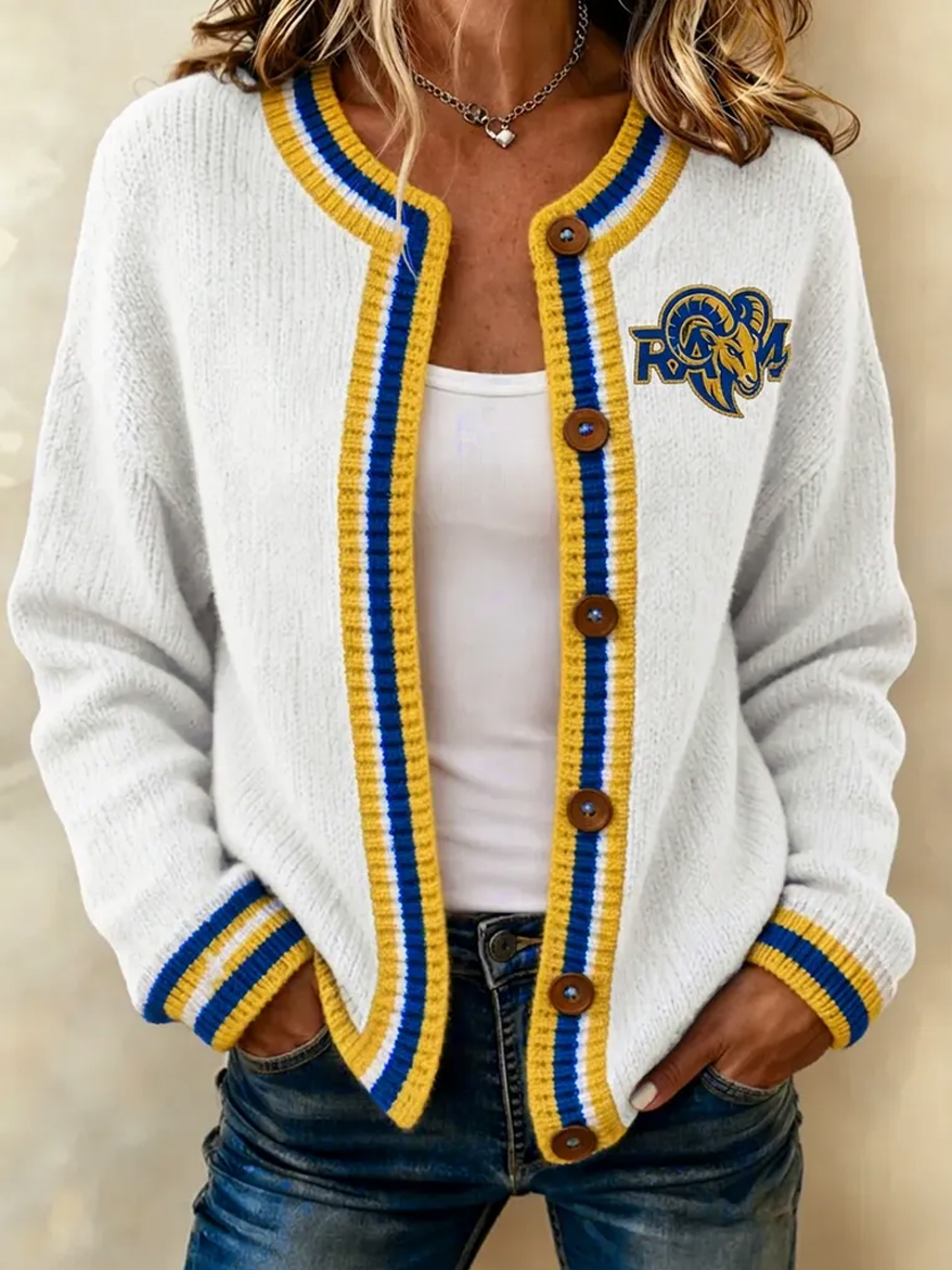 Women's casual Football plant knitted cardigan top