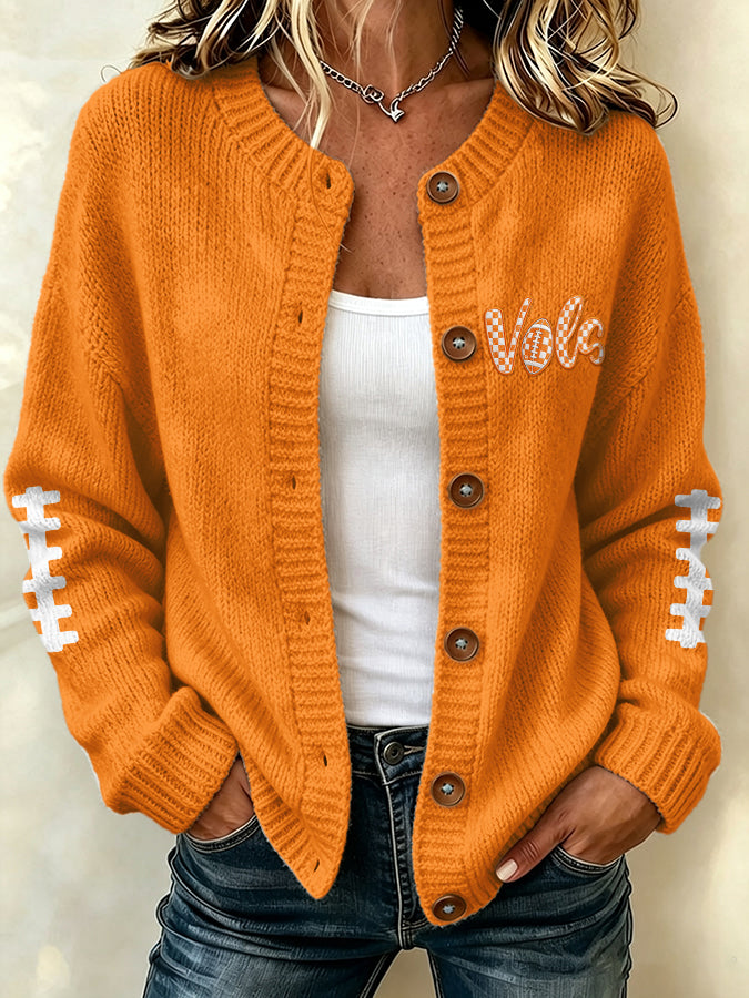 Women's Football Sports Casual Knitted Cardigan