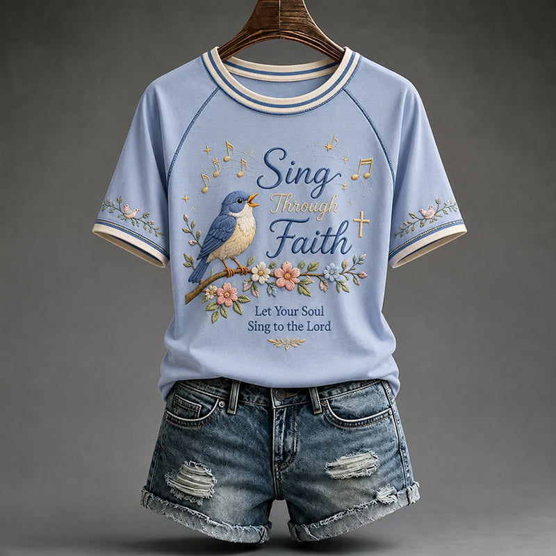 Women's Faith Floral Art Print T-Shirt