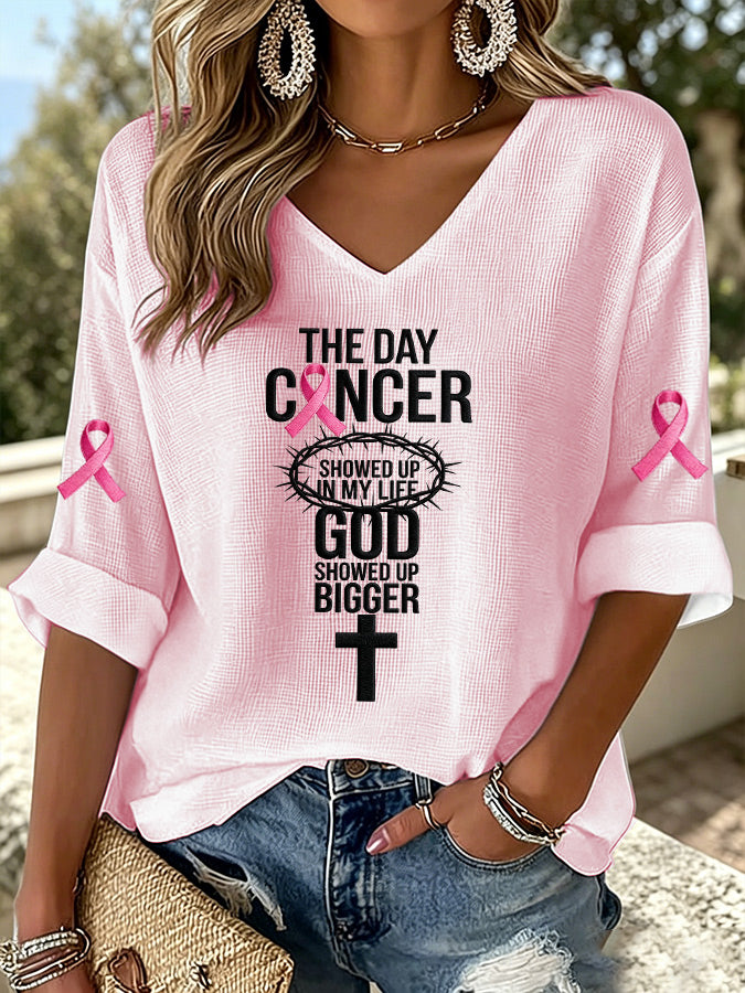 Women'S Pink Artistic Waffle T-Shirt
