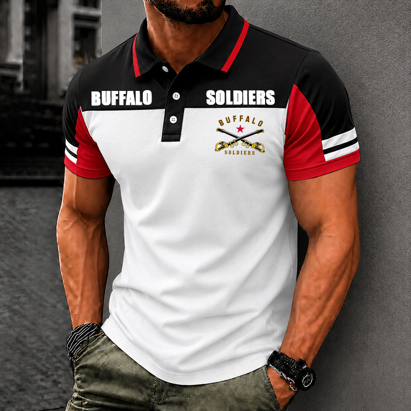 Men's Buffalo Soldier Summer Short-Sleeve Polo Shirt