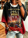 Women's 9/11 Memorial Casual Hoodie with Faux-Denim Print