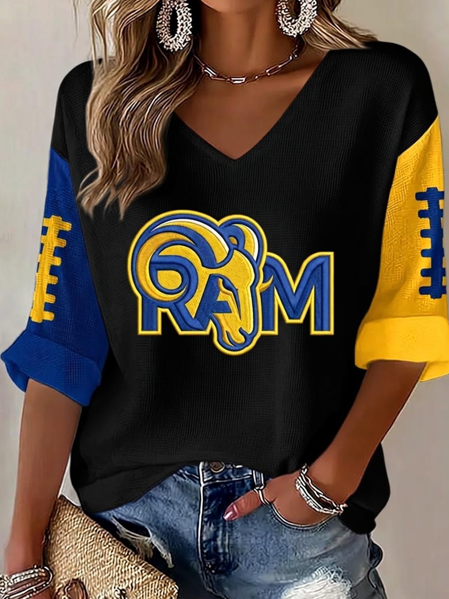 Women'S Football Print Waffle Top