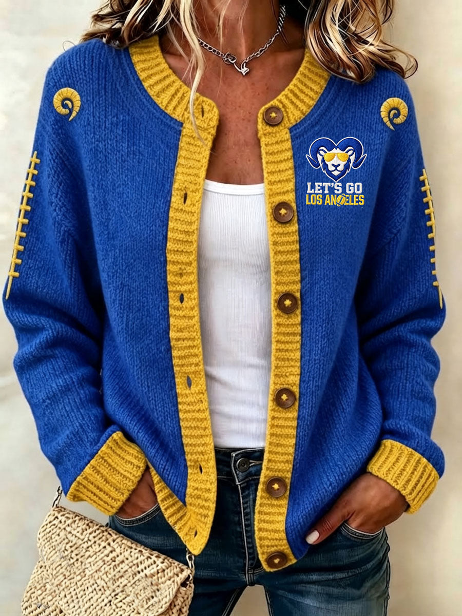 Women'S Football Printed Knitted Cardigan