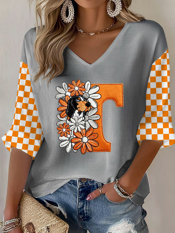 Women'S Football Print Waffle Top