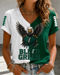 Women'S Retro Rugby Eagle Printed Casual T-Shirt