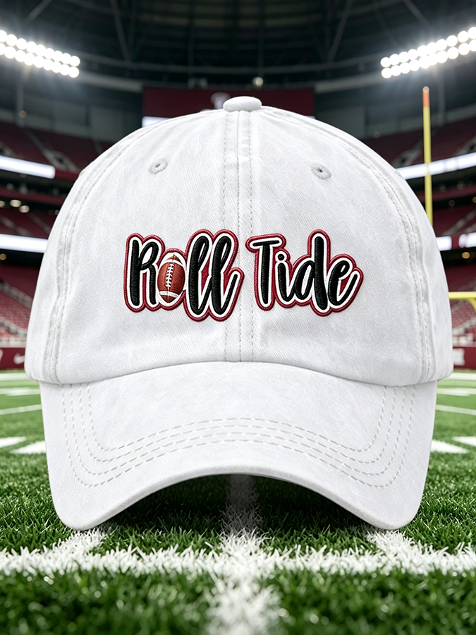 Unisex Rugby Print Washed Duckbill Cap