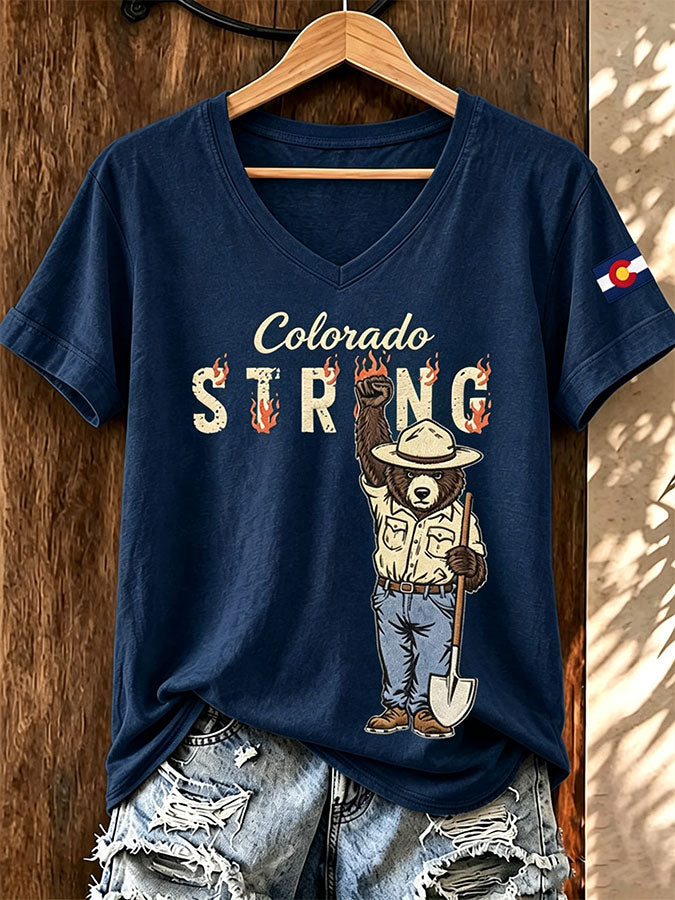 Women'S Colorado Strong Printed V-Neck T-Shirt