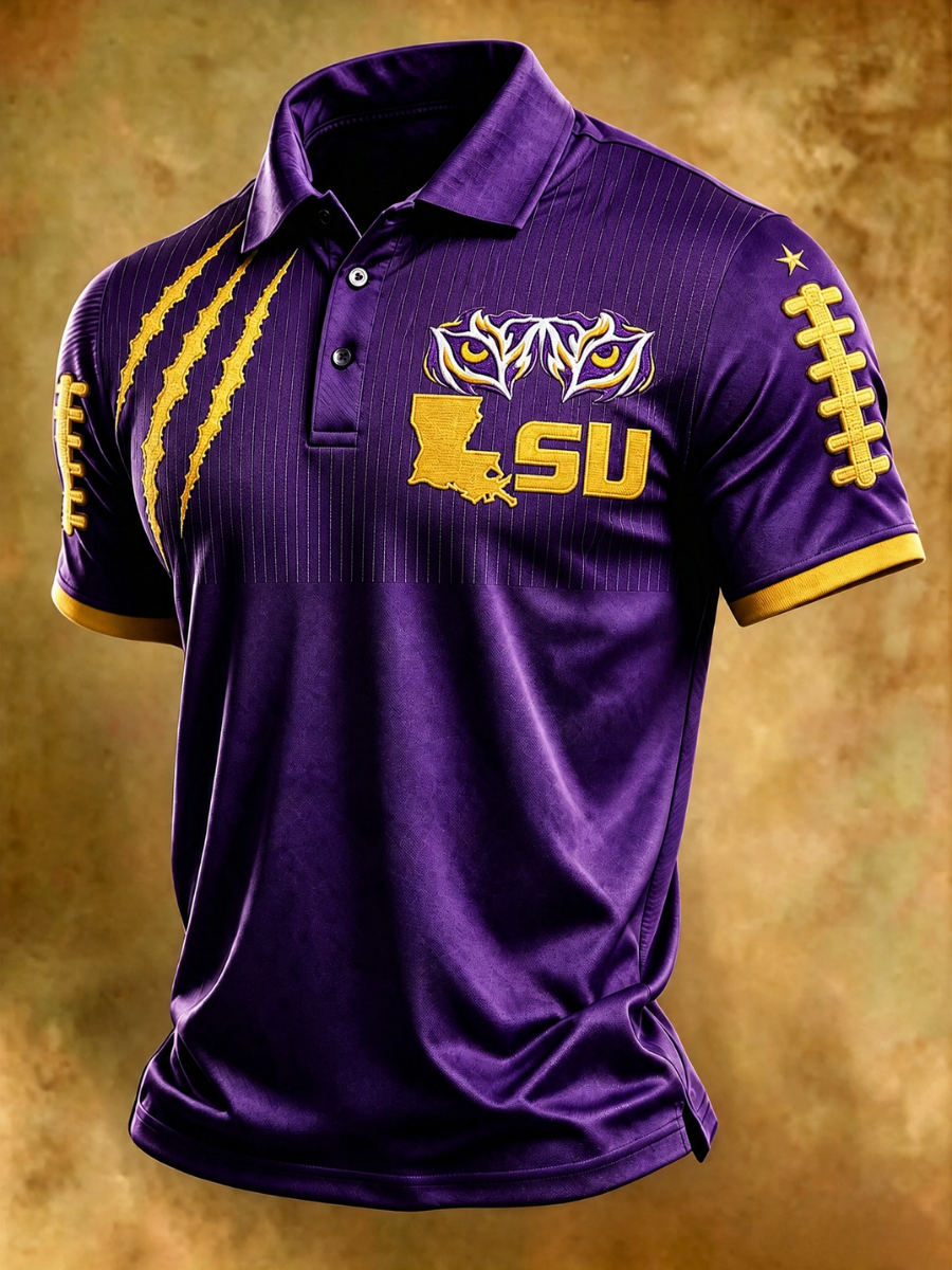 Men's Retro Rugby Collar Polo T-Shirt