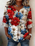Women'S Casual 250th Anniversary Floral Print Top