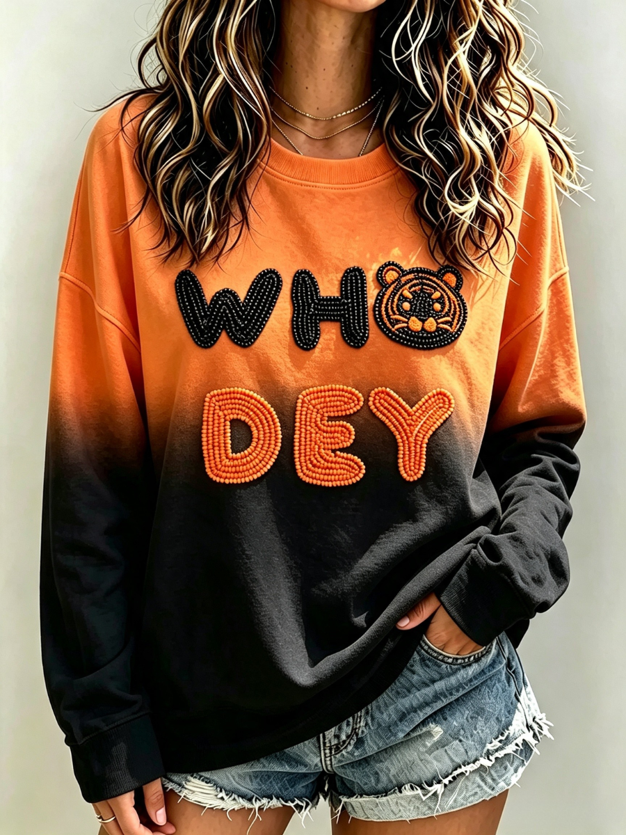 Women's Football Printed Casual Sweatshirt
