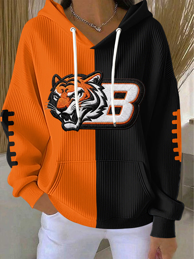 Women'S Football Print Hooded Sweatshirt