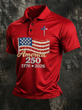 Men'S America Flag Print Casual Polo Shirt
