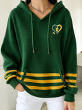 Women'S Football Print Hooded Sweatshirt