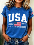 Women'S  America Flag Printed Casual T-Shirt