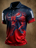 Men's Houston Texans Football Lover Red Bull Printed Polo Shirt