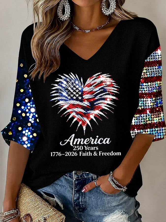 Women's 250th Anniversary Printed Waffle Top