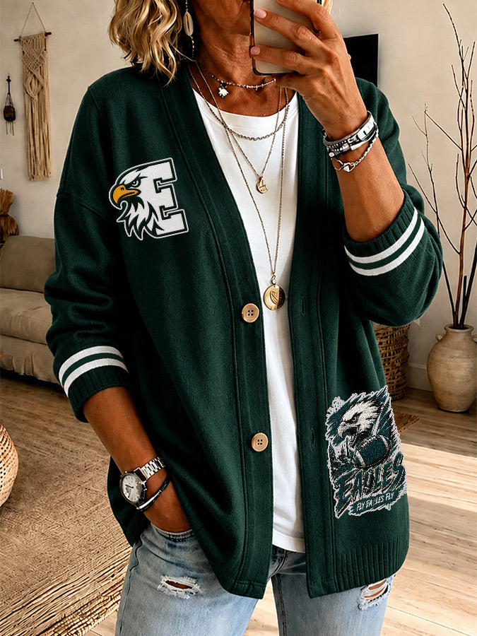 Women'S Football Fan Casual Cardigan Top