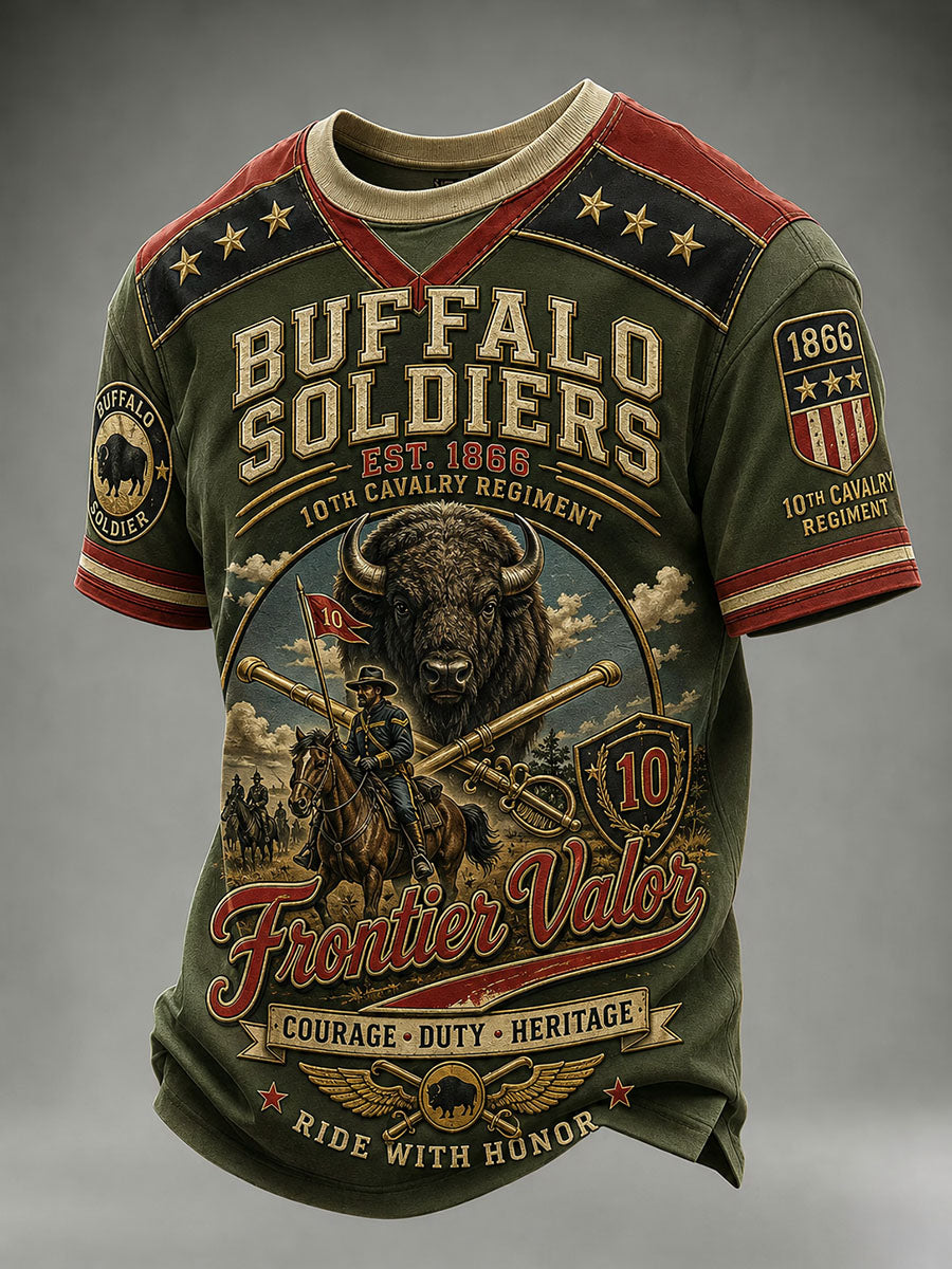 Buffalo Soldiers Vintage Military Heritage 3D Graphic T-Shirt