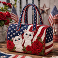 Women's Patriotic-Style Flag Rose  Cats Mini Bag