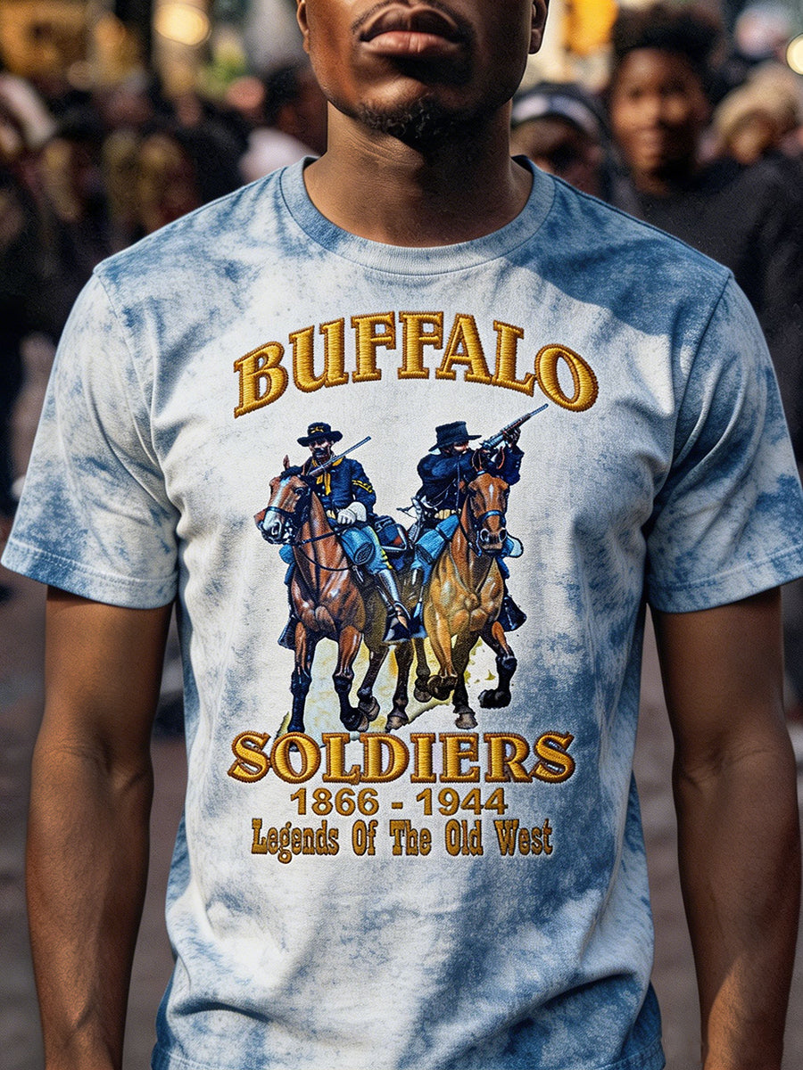 Retro Buffalo Soldier Art Print Men's Casual T-Shirt