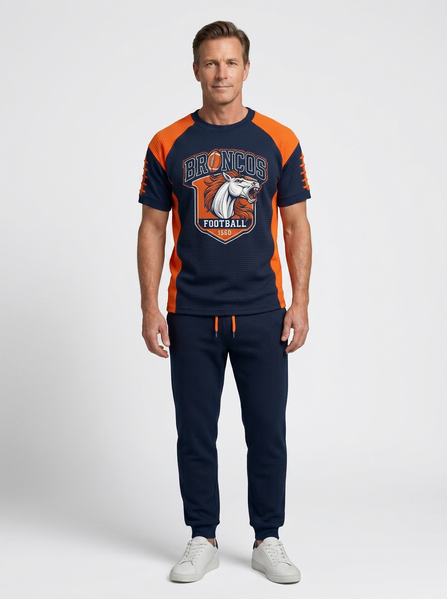Men's Denver Broncos Football Horse Logo Printed T-shirt