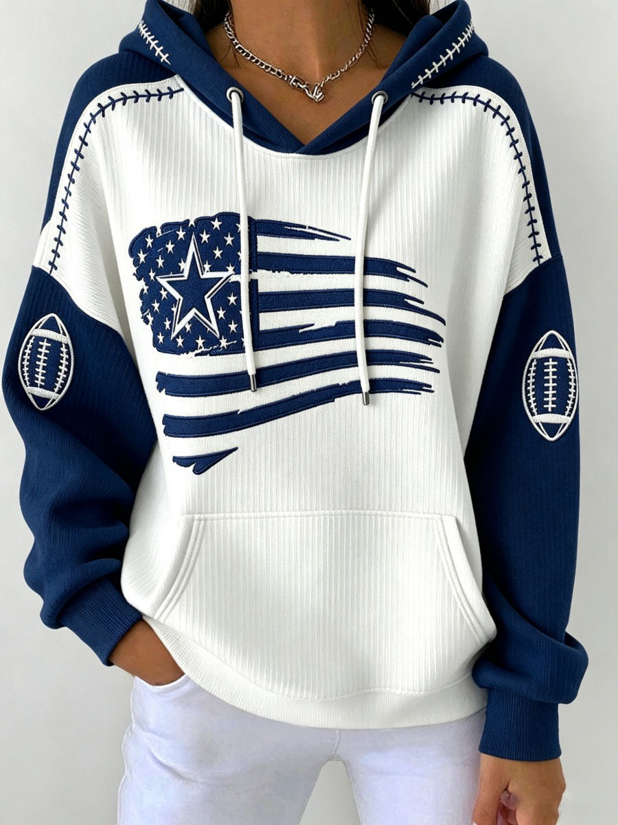Women'S Football Game Print Hooded Sweatshirt