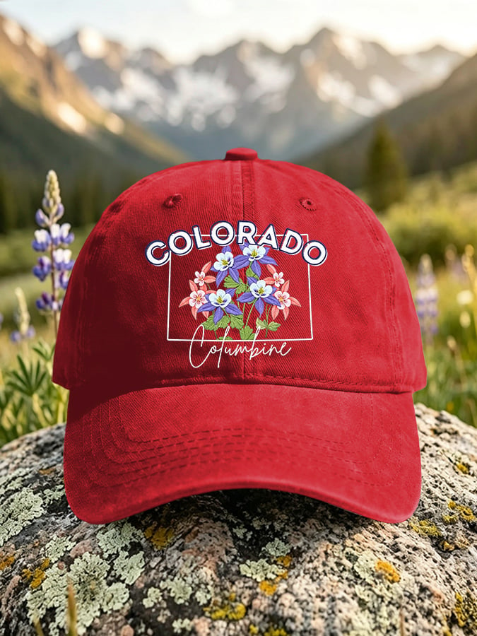 Retro Colorado Columbine Print Baseball Cap