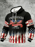 Men's American Independence Day Flag Printed Casual Hoodie