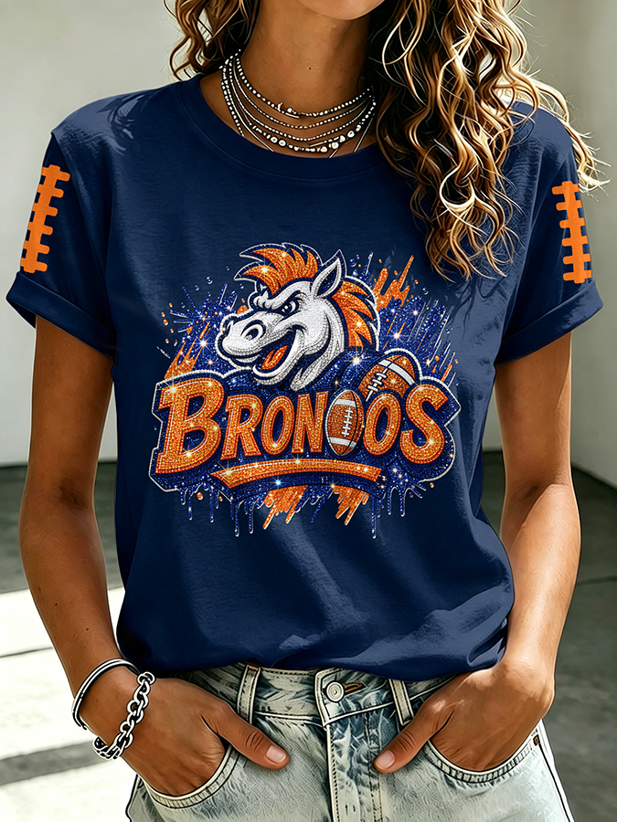 Women'S Casual Football Tie Dye Sports T-Shirt