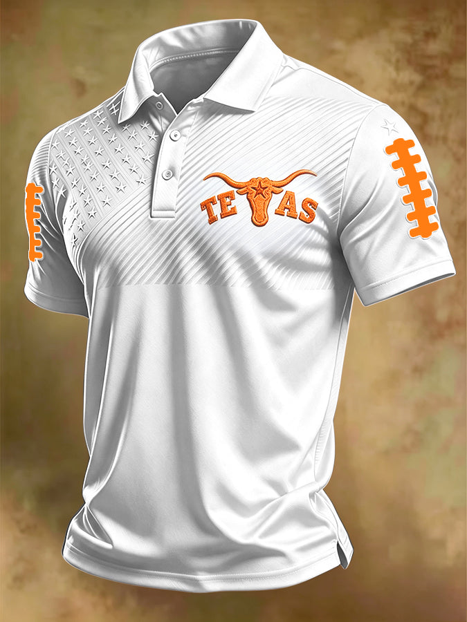 Men'S Retro Football Collar Flip Collar T-Shirt