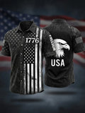 Men's Independence Day USA Flag Print Print Casual Patriotic Short Sleeve Shirt
