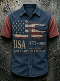 Men'S Independence Day In The United States, God Bless The Printed Shirt With Pockets