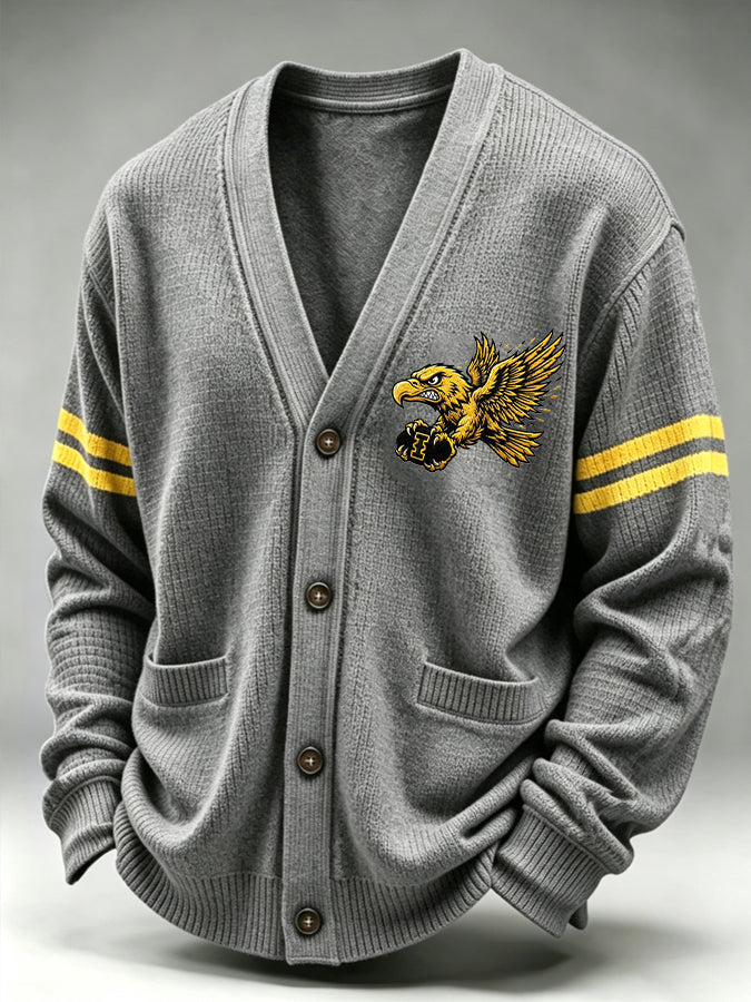 Men'S Casual Football Printed Cardigan