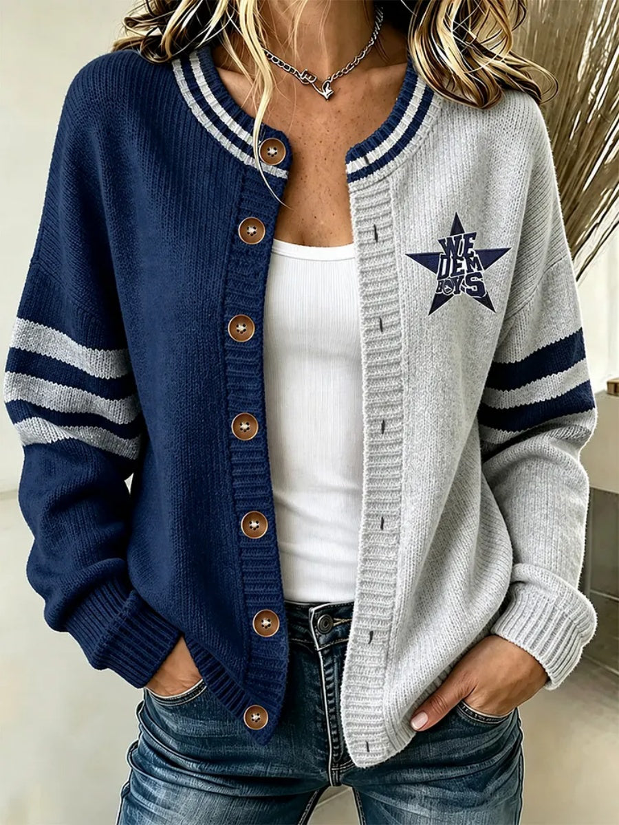 Women's Football Pattern Knitted Cardigan Top