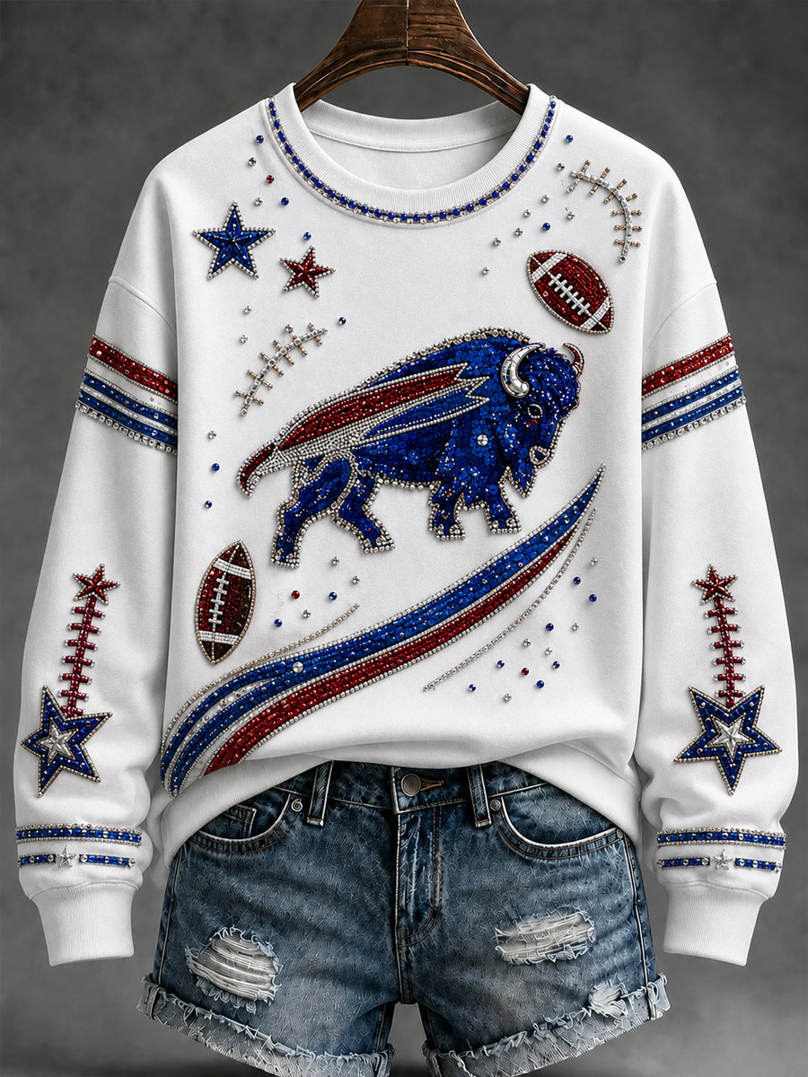 Women'S Football Lover Bulls BUF Art Printed Sweatshirt