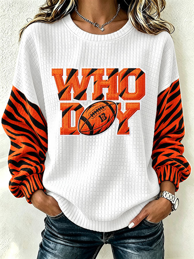 Women'S Football Print Round Neck Sweatshirt