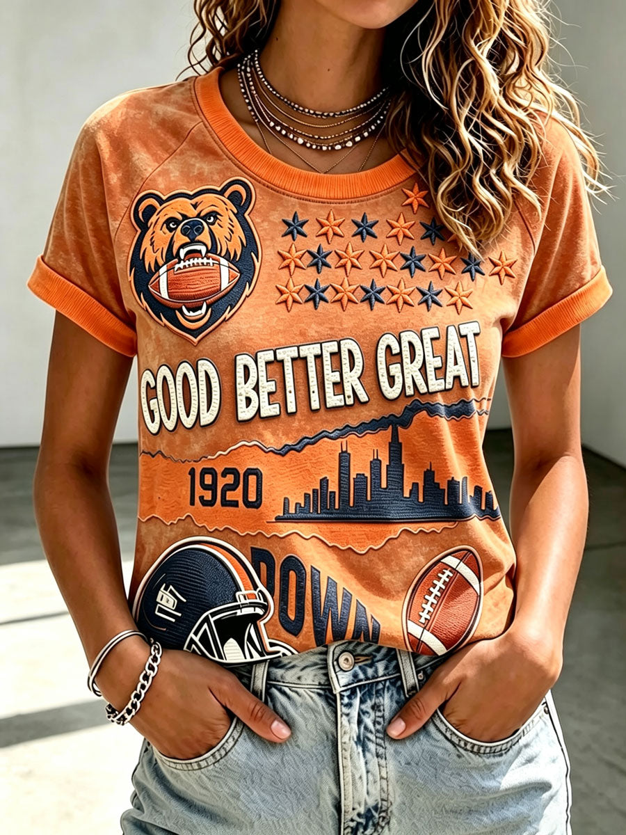Women's Football Printed Short Sleeved T-Shirt