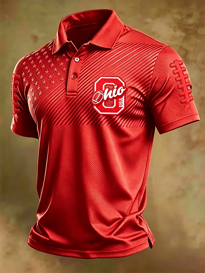 Men'S Retro Rugby Collar Polo T-Shirt