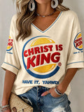 Women's "Christ Is King" V-Neck T-Shirts