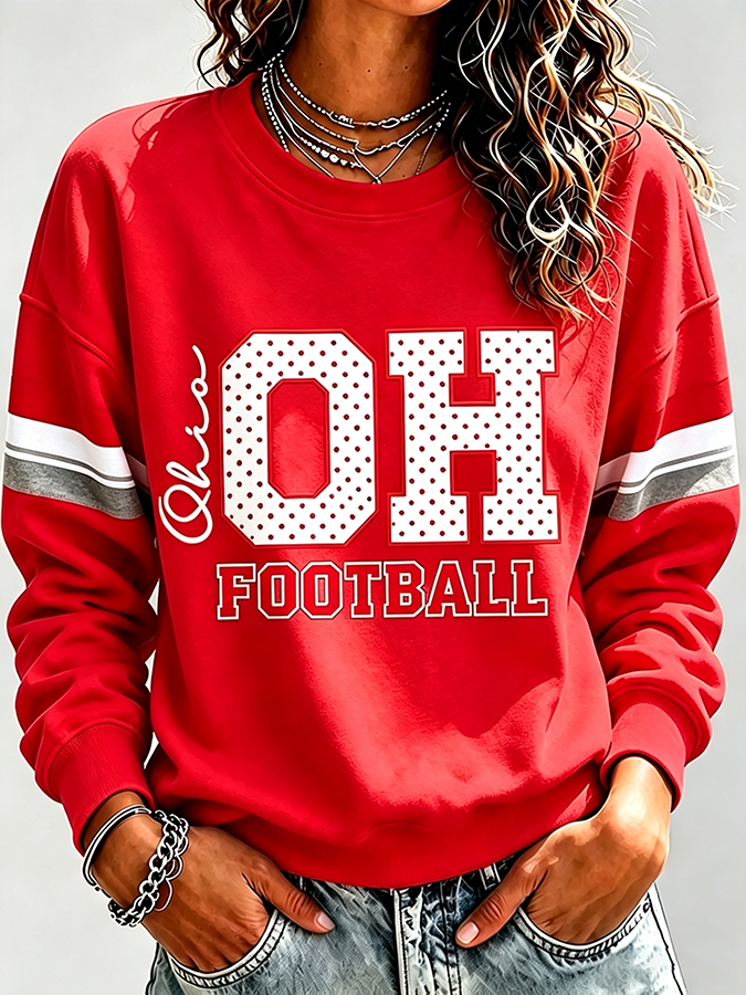 Ladies' Rugby Printed Round Neck T-Shirt