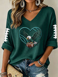Women'S Football  Print Waffle  Top