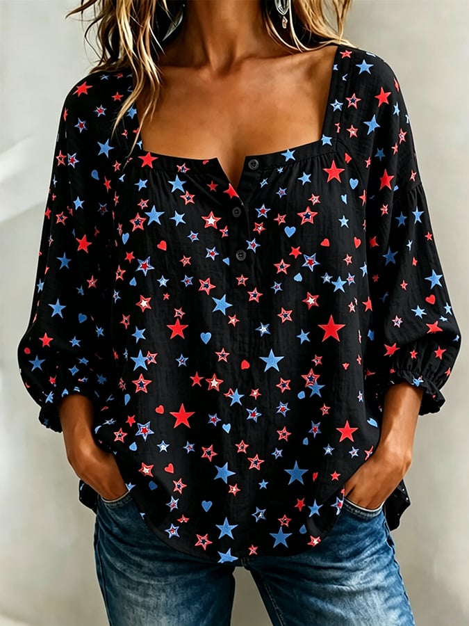 Women's 250th Anniversary  Flower Art  Print Top
