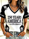 Women's Fashion U.S. 250th Anniversary V-Neck T-Shirt