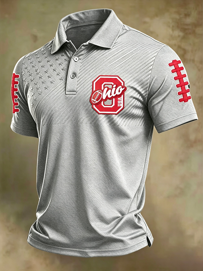 Men'S Retro Rugby Collar Polo T-Shirt