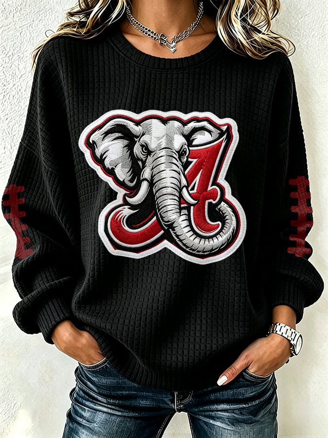 Women'S Football Print Long Sleeved Round Neck Sweatshirt