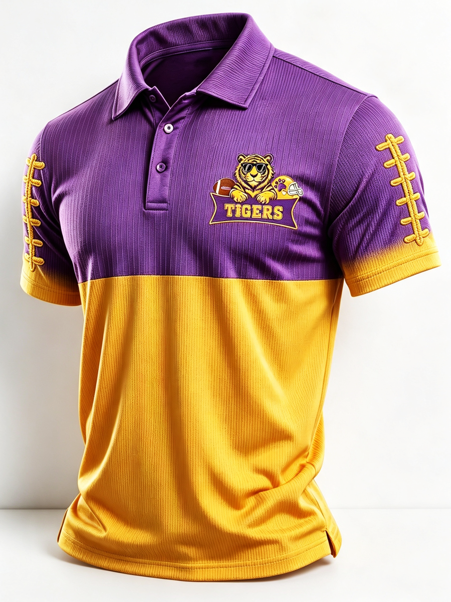 Men's Retro Rugby Collar Polo T-Shirt