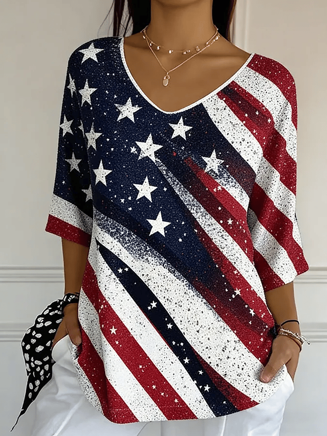 Women's American Flag Printed T-Shirt