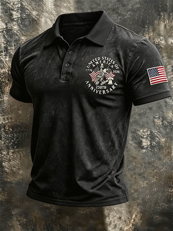 Men's Wear USA 250th Anniversary Distressed Polo Shirt